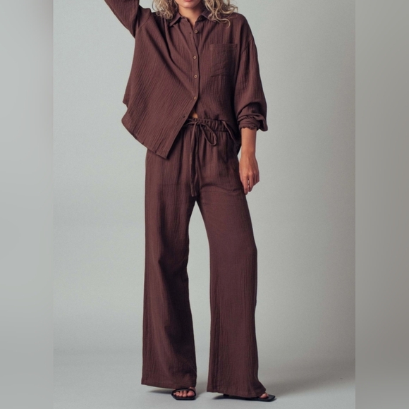 #89685 🛑S,M,L Fabulous Chic Trendy Textured Cotton Gauze Lounge Set - Picture 4 of 4